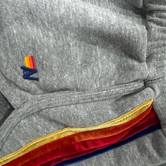 Aviator Nation Gray Shorts with Rainbow Stripe - Picture 2 of 3